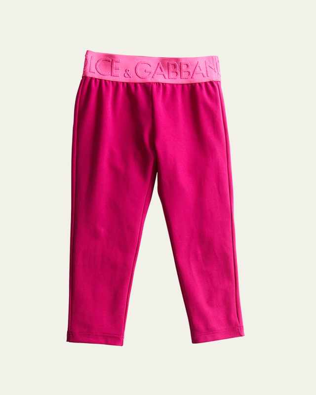 Girl's DG Logo-Waistband Leggings, Size 4-6